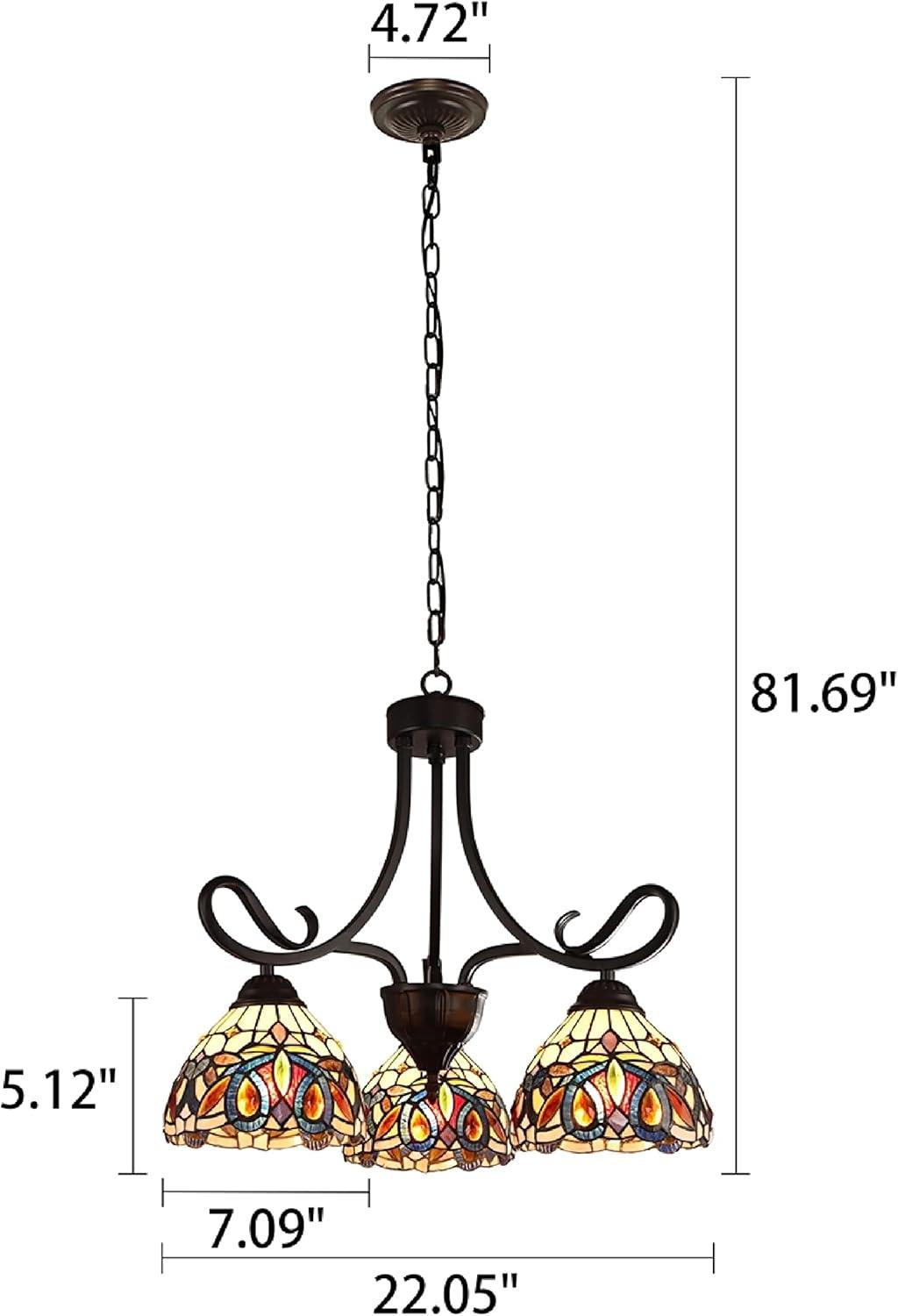 Victorian Tiffany-Style Dark Bronze Mini Chandelier with Crystals