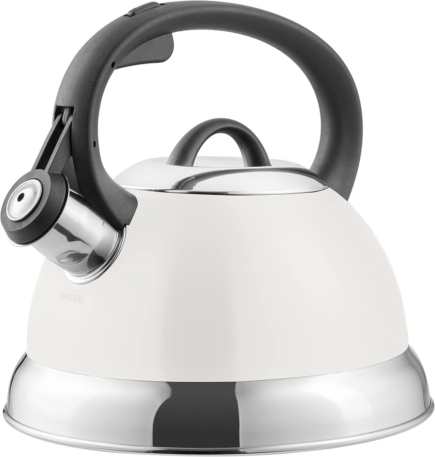 Mr. Flintshire 1.75 Quart Stainless Steel Whistling Tea Kettle in Linen