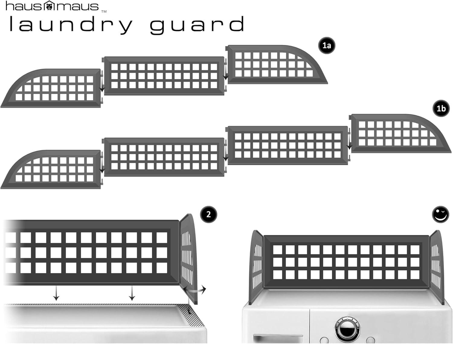 Haus Maus The Original Laundry Guard - Stop Laundry Falling Behind Washer/Dryer - Invented by a US Mom - Made in North America - Magnetic - Fits Most Front Loading Machines - Top of Fridge - Grey