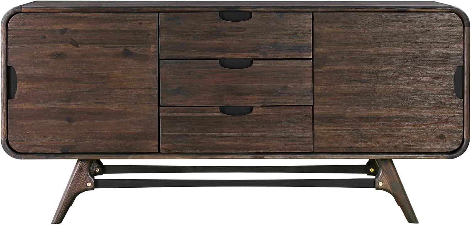 Kendra Brown Acacia Wood 3-Drawer Sideboard Buffet