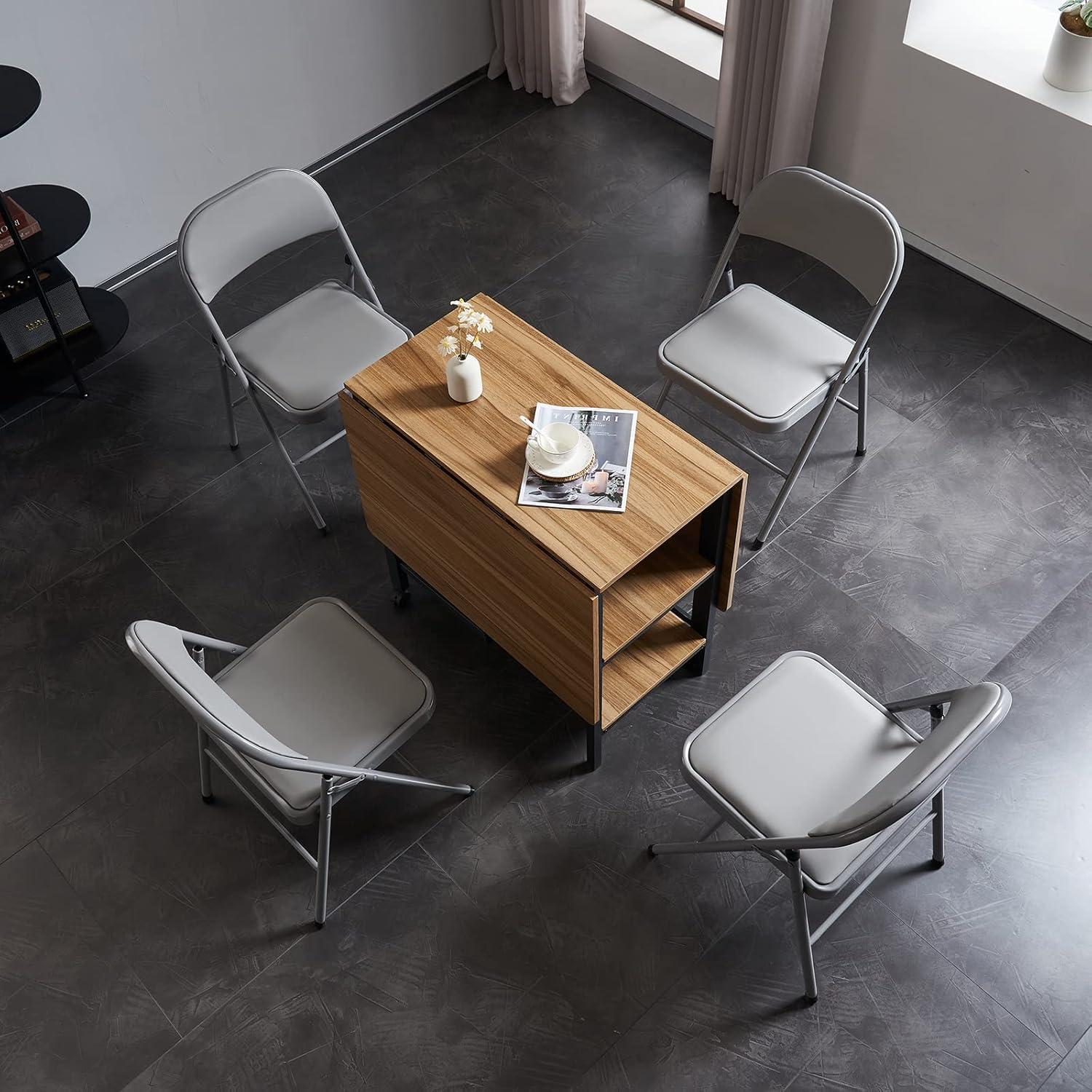 6 Pack Gray Folding Chairs with Padded Cushion and Back for Outside Portable Stackable Commercial Foldable Chairs with Steel Frame for Events Office Wedding Party, 330lbs Capacity