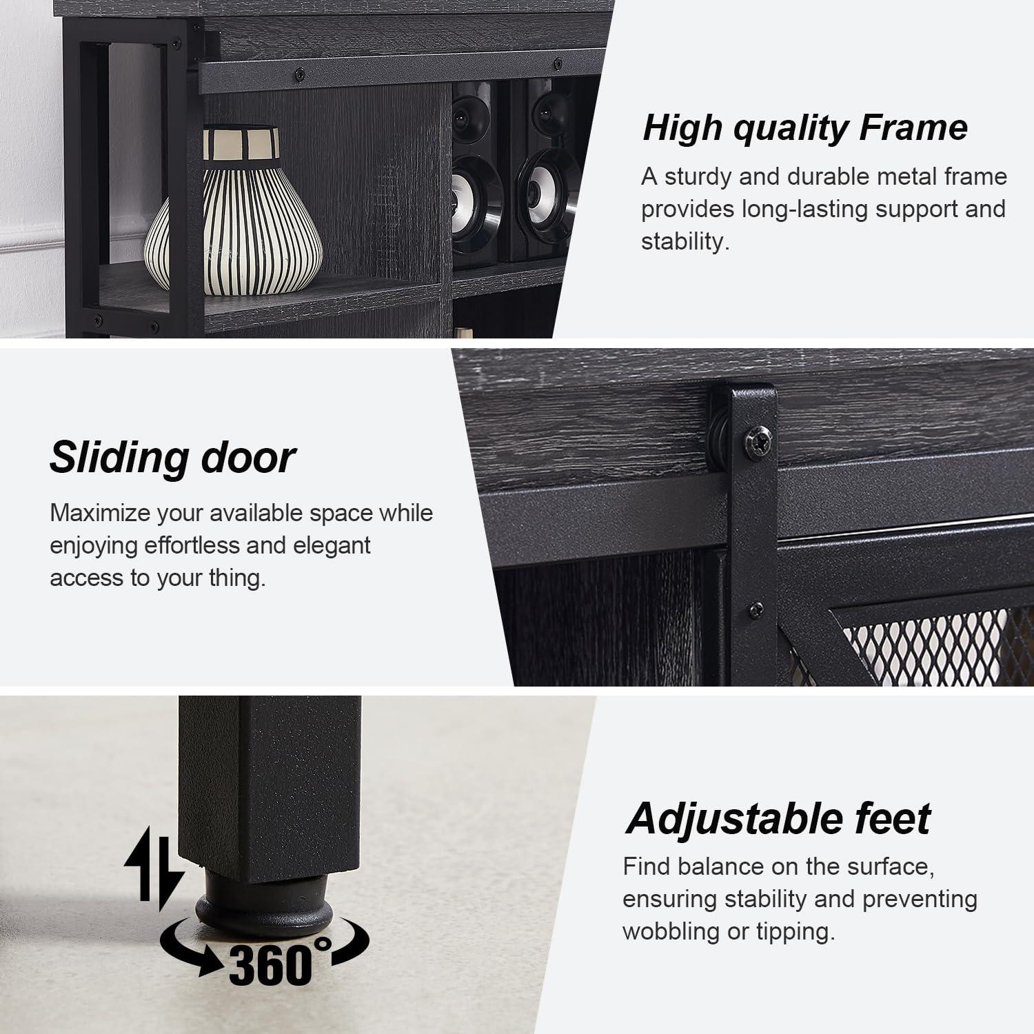 Dextrus Farmhouse Corner TV Stand for TVs up to 55 inch with Power Outlet, Wood Entertainment Center, TV Media Console with Storage, White Oak