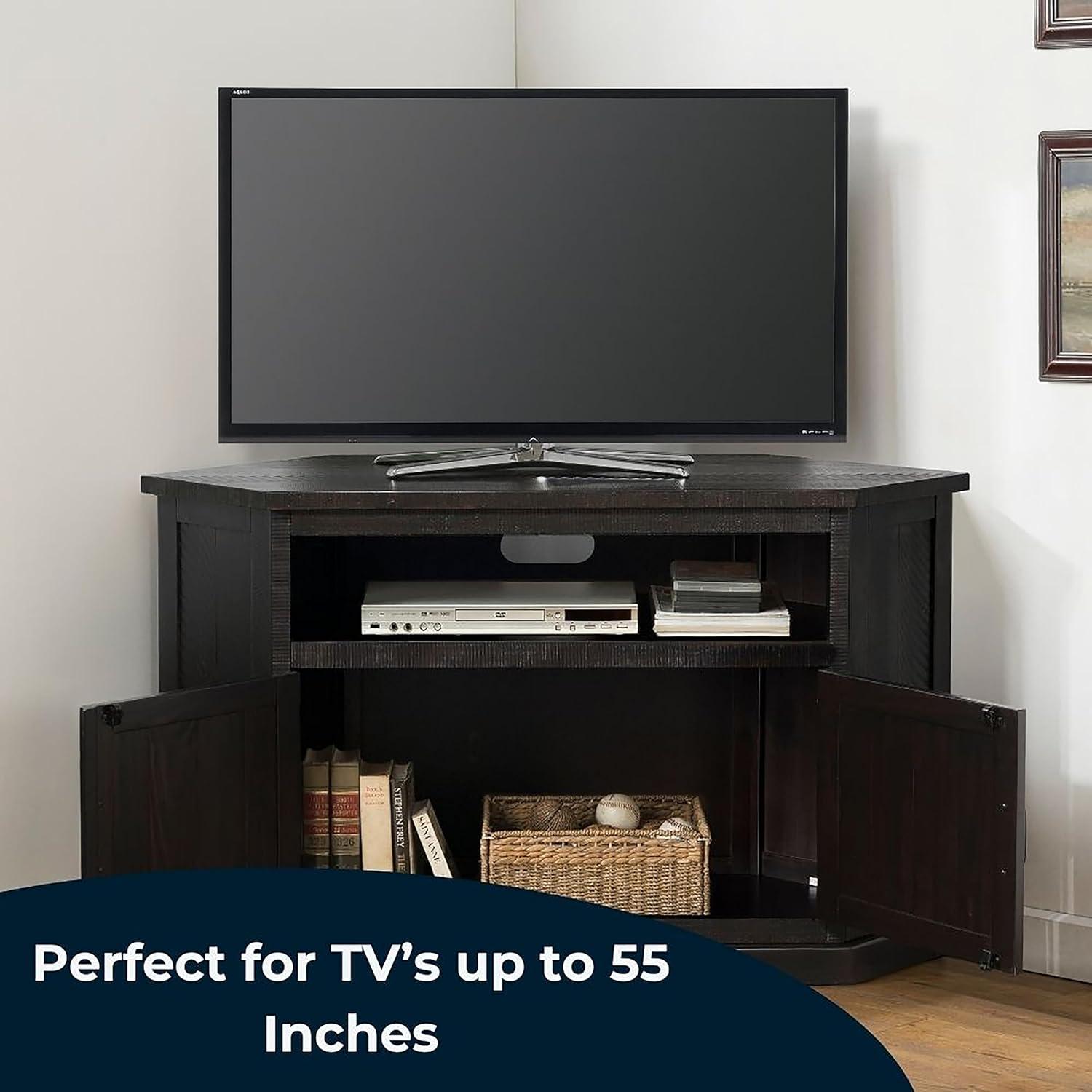 Martin Svensson Home Rustic Corner TV Stand for TVs up to 55", Espresso