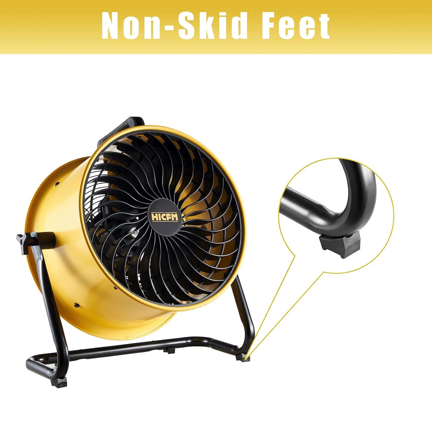 HiCFM 16" High-velocity Drum Air Circulator Fan 2800 CFM Large Airflow Turbo Shop Floor Fan with 360-degree Pivoting Head, 3-speed 1/4 HP Motor