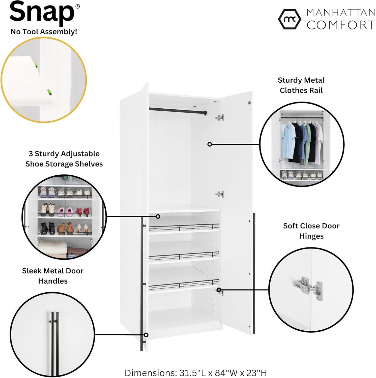 Manhattan Comfort Lee 2 Door and 4 Shelf Wardrobe Closet