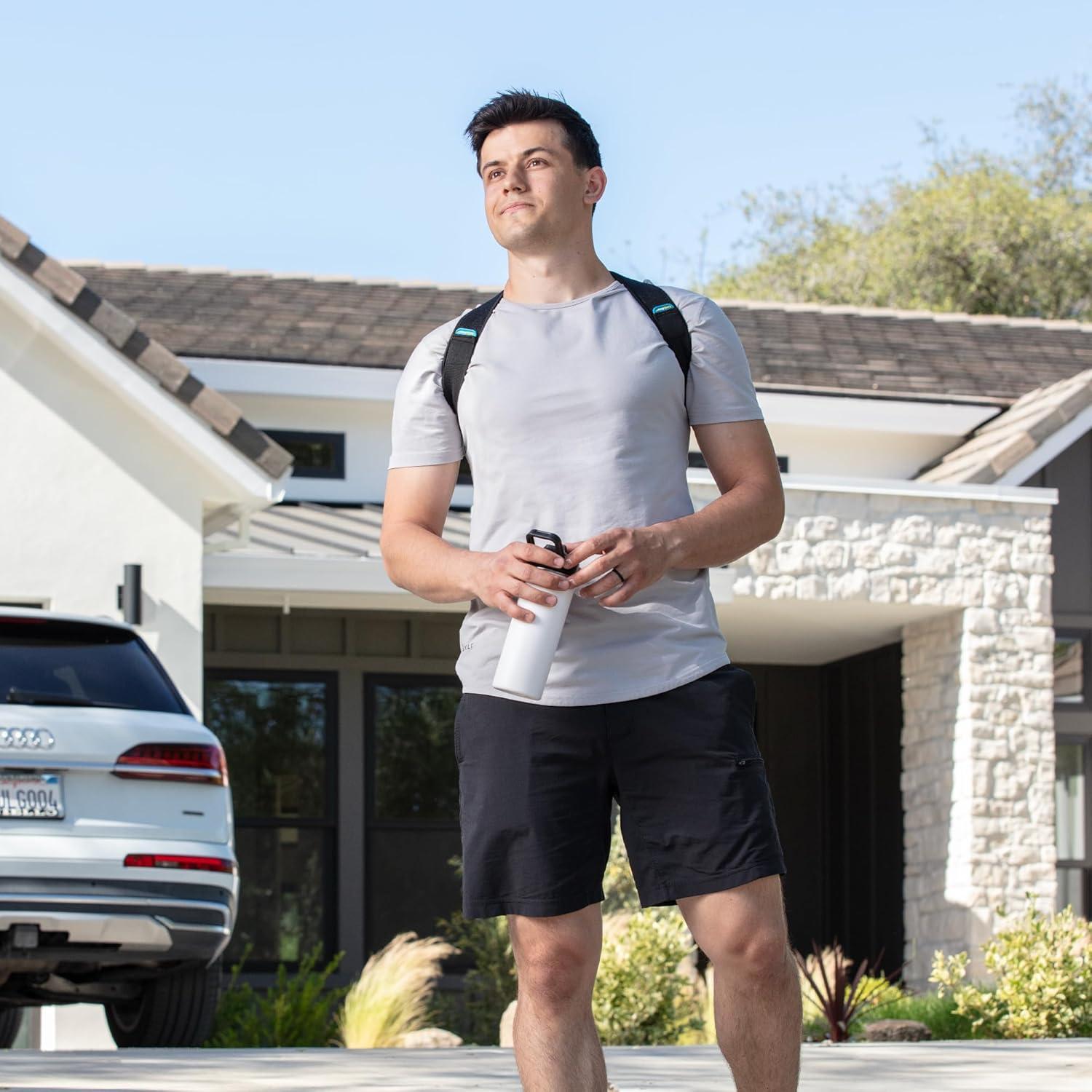 Comfy Brace Adjustable Posture Corrector, Neoprene, Breathable, Black, 30"-43" Chest