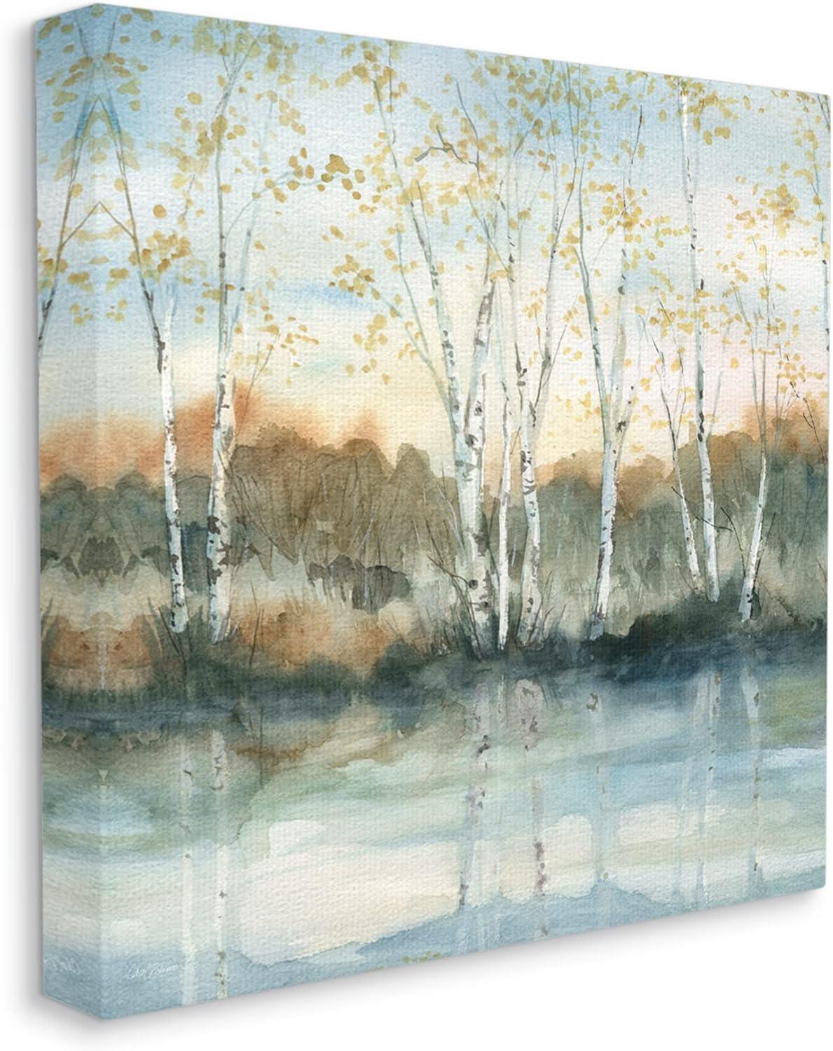 Stupell Industries Birch Tree Reflections Quaint Lake Clearing Landscape Painting Gallery Wrapped Canvas Print Wall Art, Design by Carol Robinson