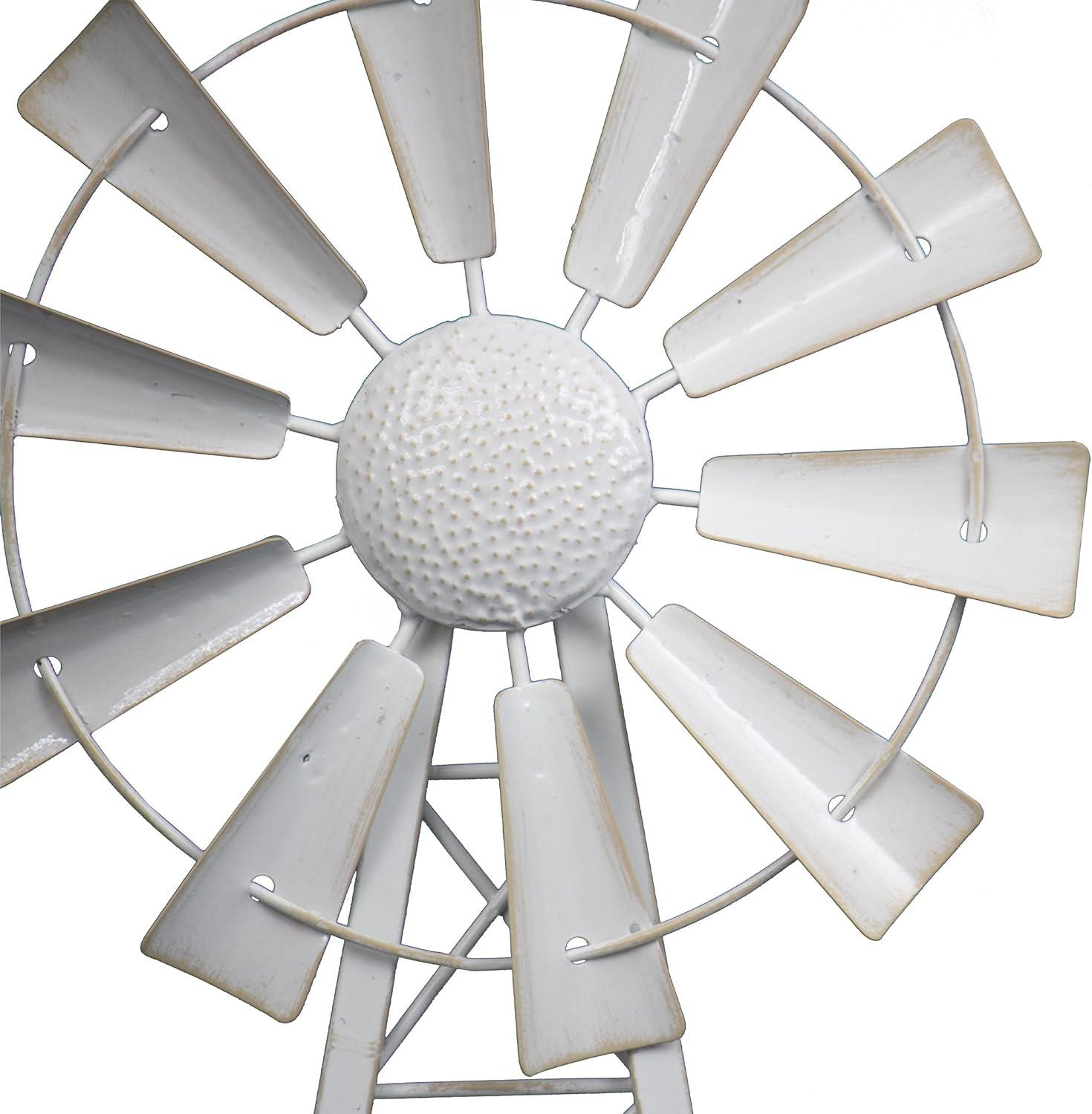 Small White Enamel Metal Windmill Table Decor - Foreside Home & Garden