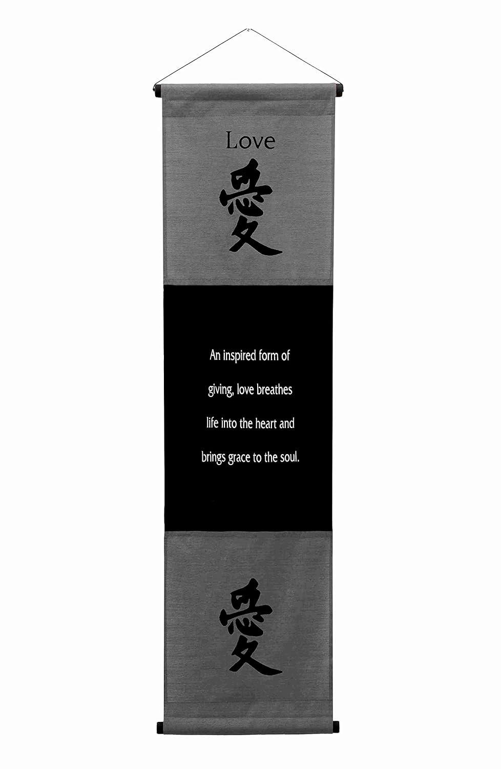 Inspirational Wall Decor "Love" Banner Large, Inspiring Quote Wall Hanging Scroll, Affirmation Motivational Uplifting Art, Thought Saying Tapestry Color: Gray