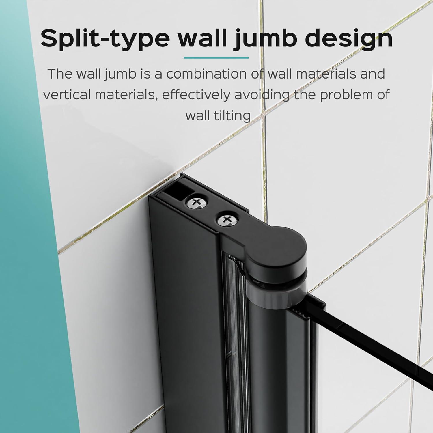 31"W x 55"H Frameless Folding Pivot Shower Tub Door Reversible Installation