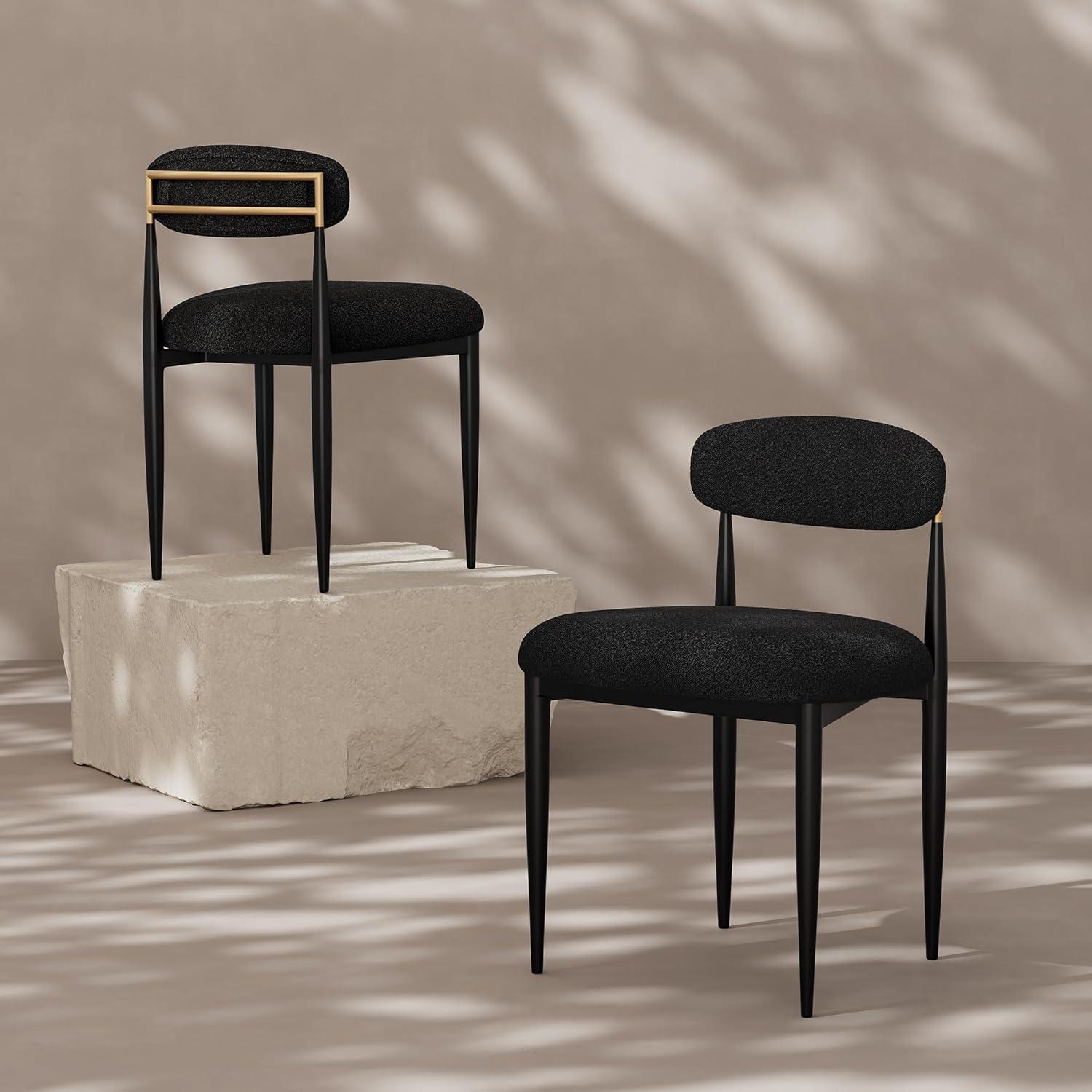 2 Pieces Boucle Armless Dining Chair, Upholstered Accent Chair