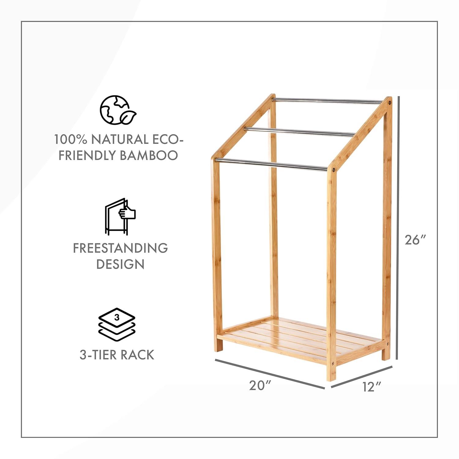 Bamboo 3-Tier Freestanding Towel Rack with Shelf