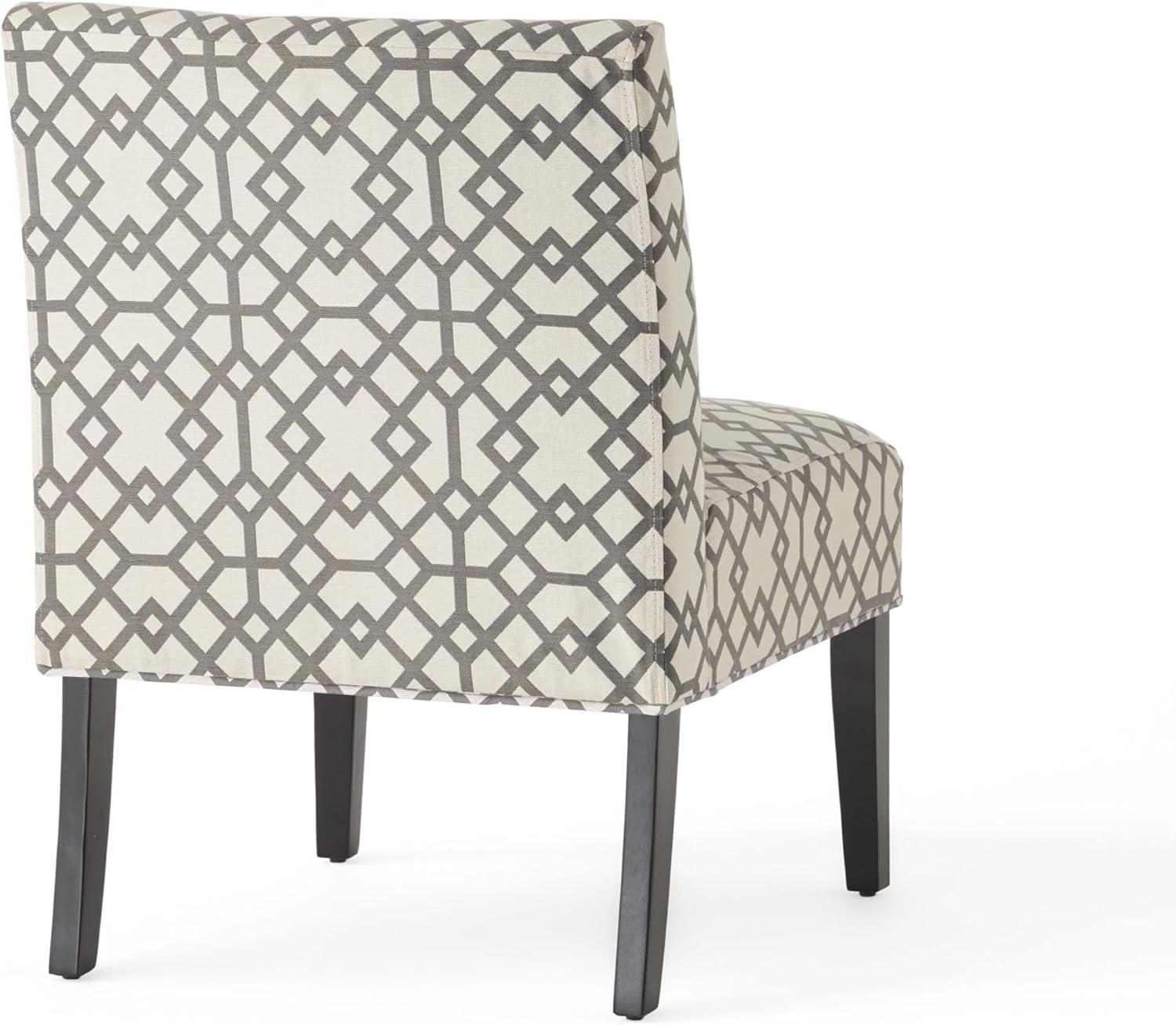 Kassi Accent Chair Gray Geometric Patterned - Christopher Knight Home: Polyester Upholstery, Rubberwood Frame