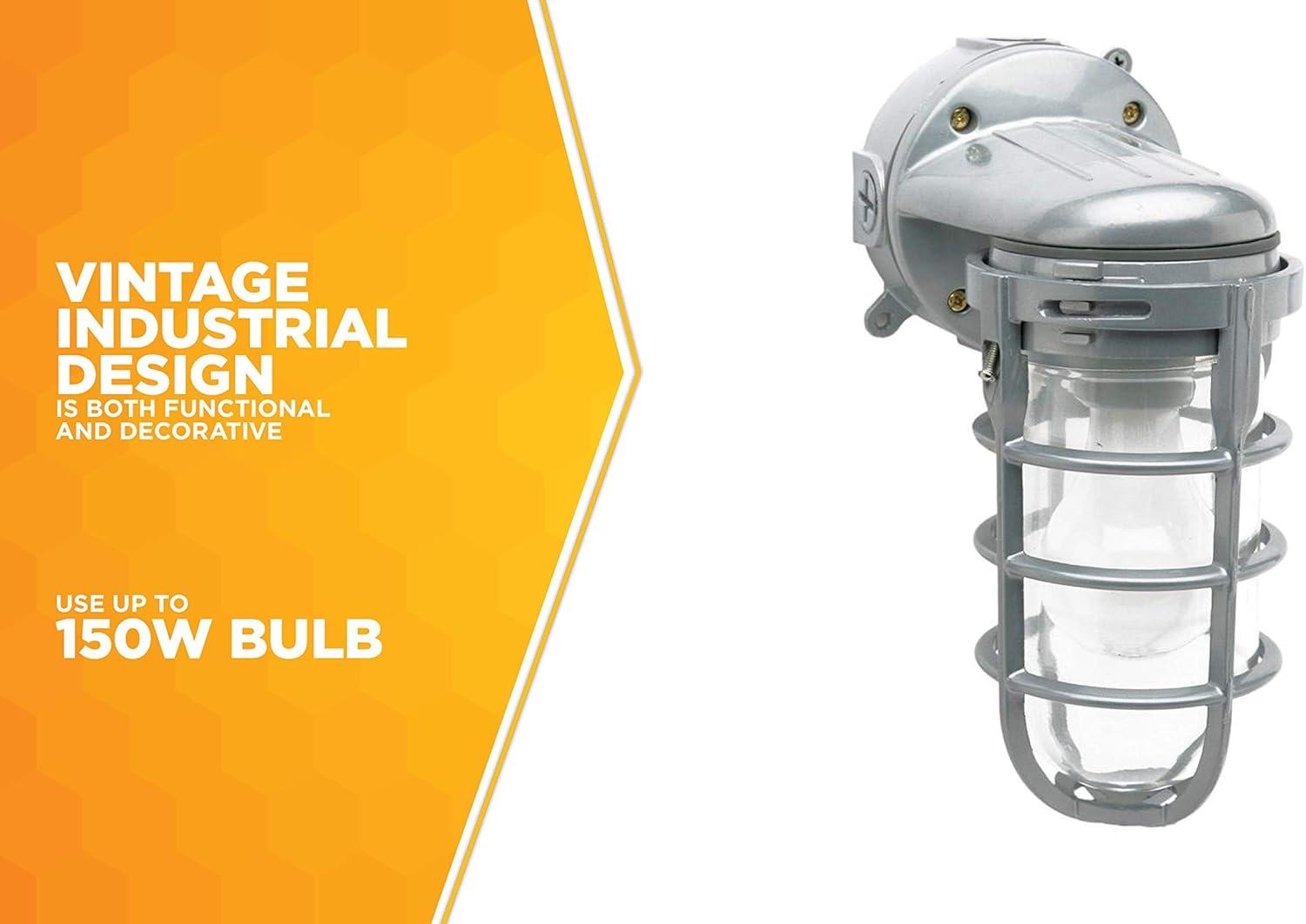 Woods L1707SV Traditional 150W Incandescent Weather Industrial Light, Wall Mount, Silver