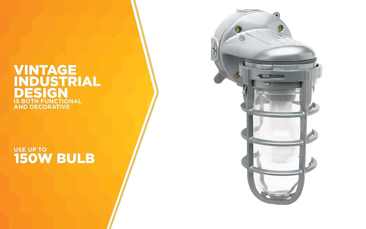 Woods L1707SV Traditional 150W Incandescent Weather Industrial Light, Wall Mount, Silver