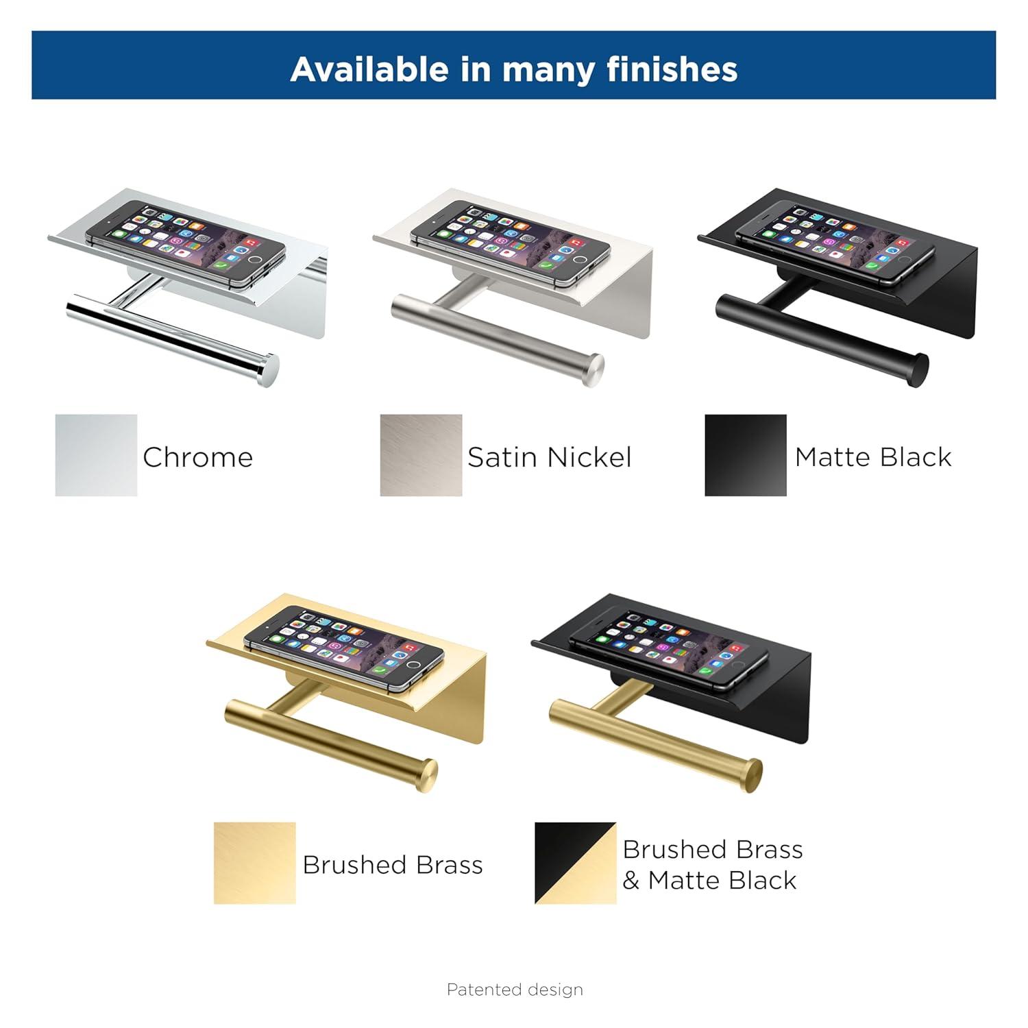 Gatco 1420MX Latitude II Toilet Paper Holder with Mobile Shelf, Matte Black