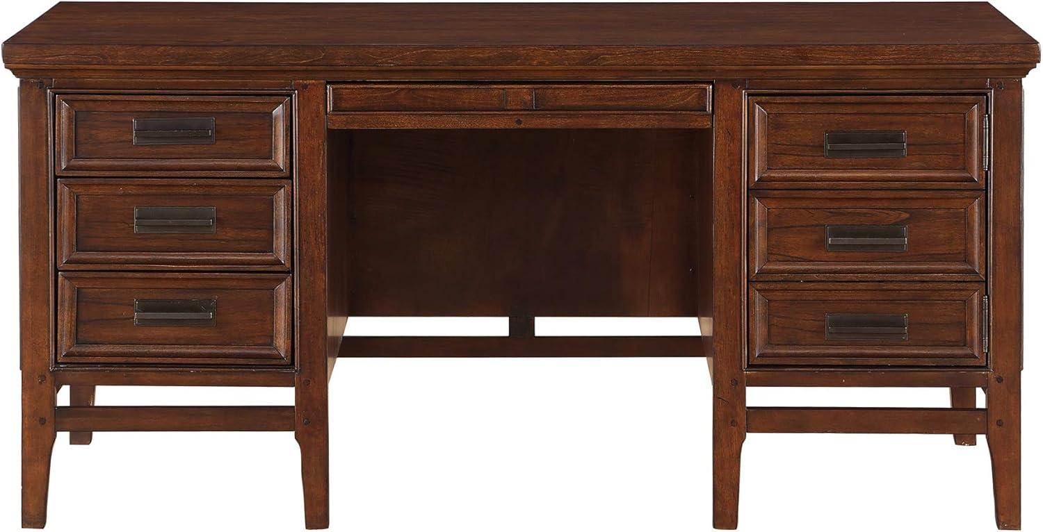 Lexicon Frazier Park Wood Executive Desk in Brown Cherry