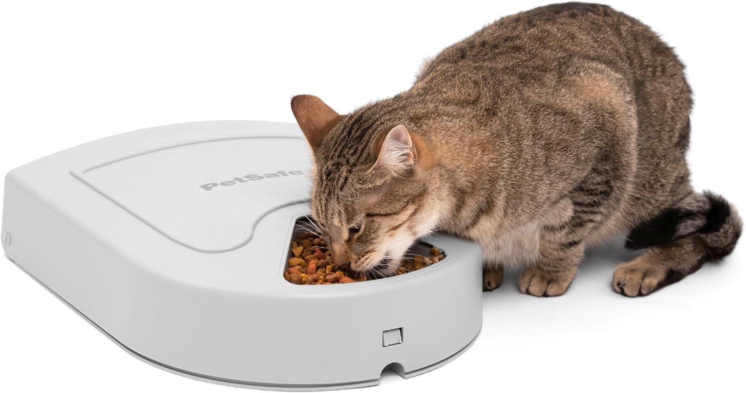 PetSafe 5 Meal Programmable Pet Food Dispenser, Automatic Dog and Cat Feeder - Dry or Semi-Moist Pet Food, Timed Cat Feeder or Dog Feeder, Slow Feed Portion Control (5 Cup/40 Ounce Total Capacity)