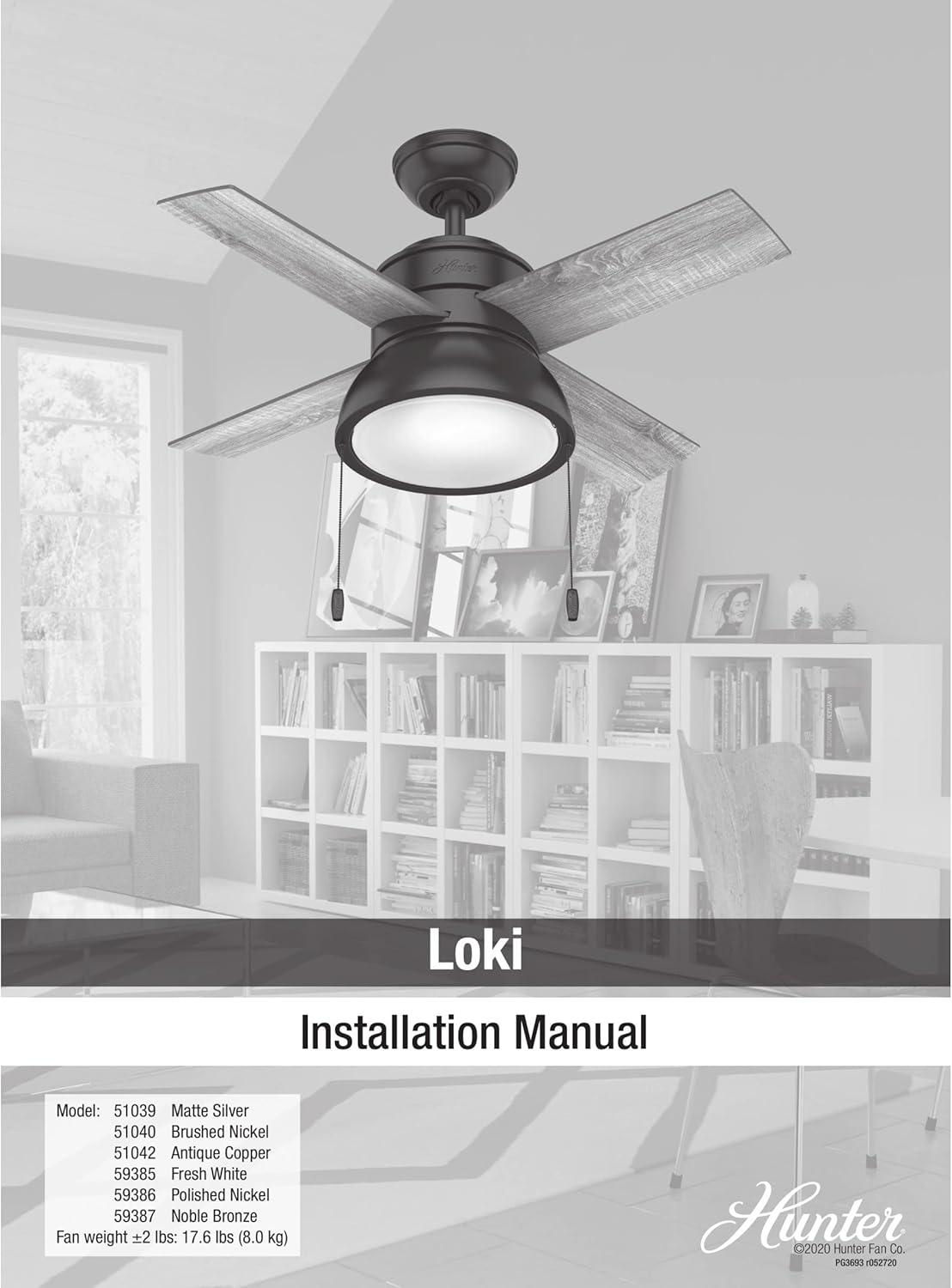 36" Loki 4 - Blade Standard Ceiling Fan with Light Kit Included