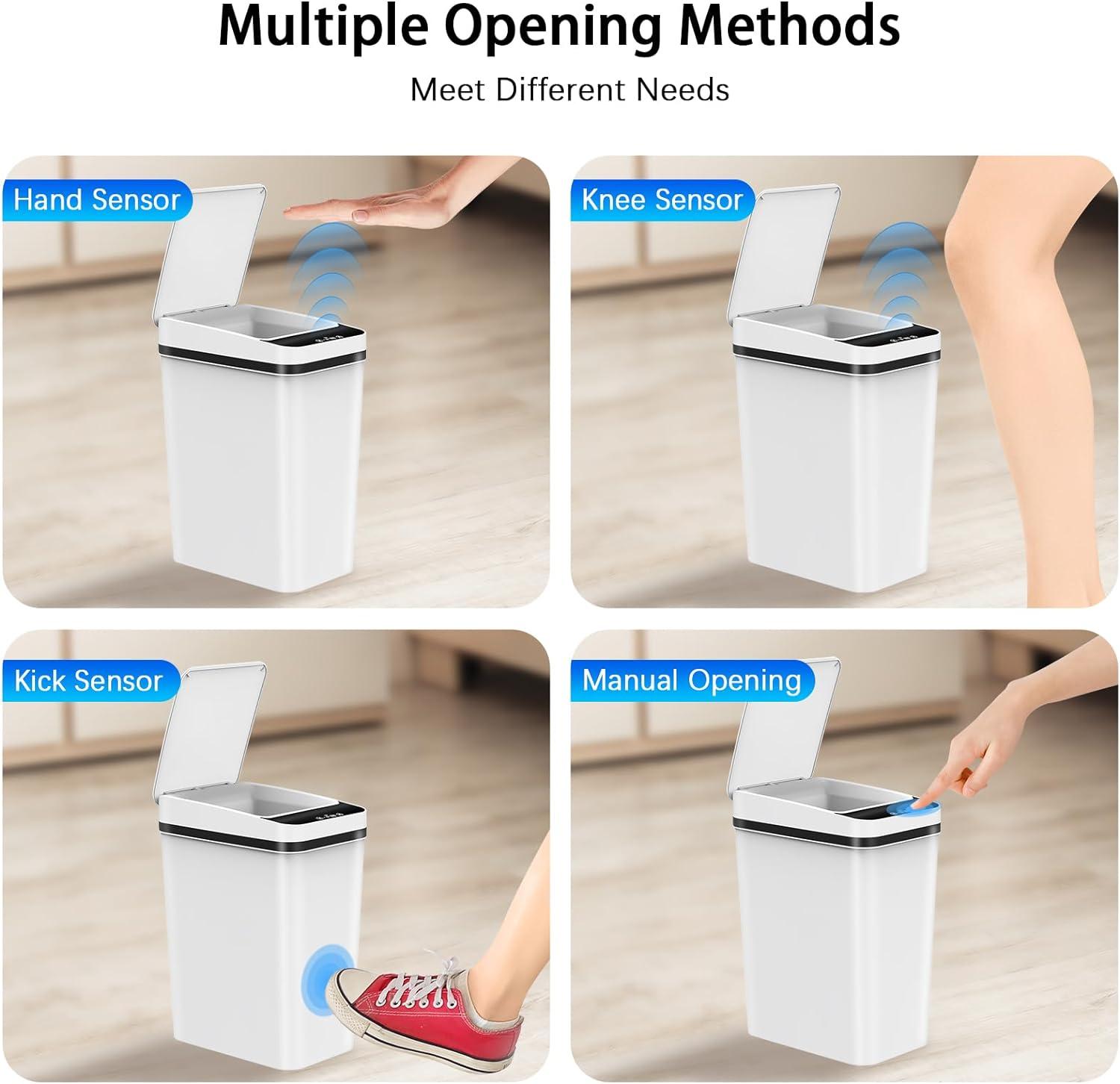 G & R PLUMBING ENTERPRISES, INC. 3 Pack Automatic Small Bathroom Trash Can with Lid - 2.5 Gallon Touchless Garbage Can