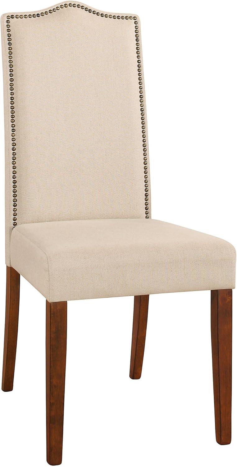 Carolina Living Florence Parson Chair Dark Chestnut: Upholstered Linen & Cotton, Nailhead Trim, Wood Legs
