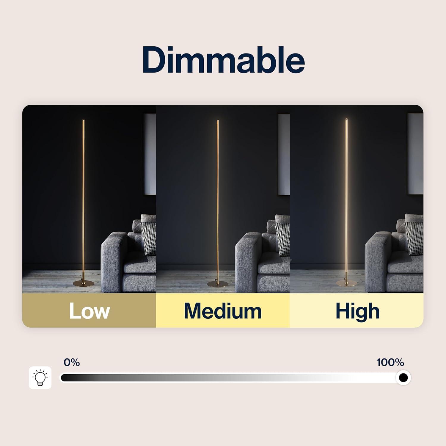 JONATHAN Y Iris 59.5" LED Integrated Floor Lamp, Gold, JYL7007B