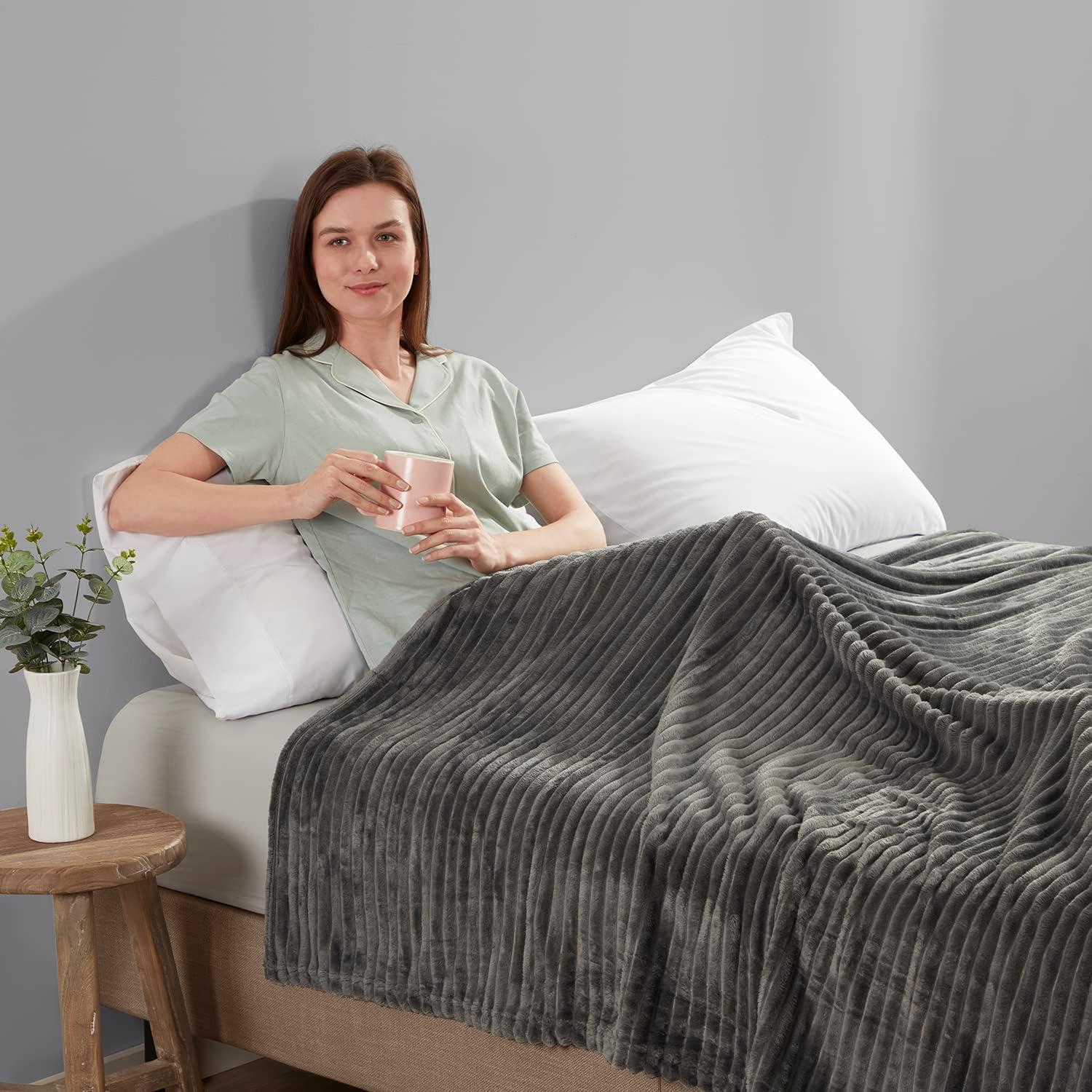 Nestl Nestl Cut Plush Cozy Throw Blanket - Fuzzy Warm Fleece Bed Blankets - Throws for Sofa, Bed, and Couch