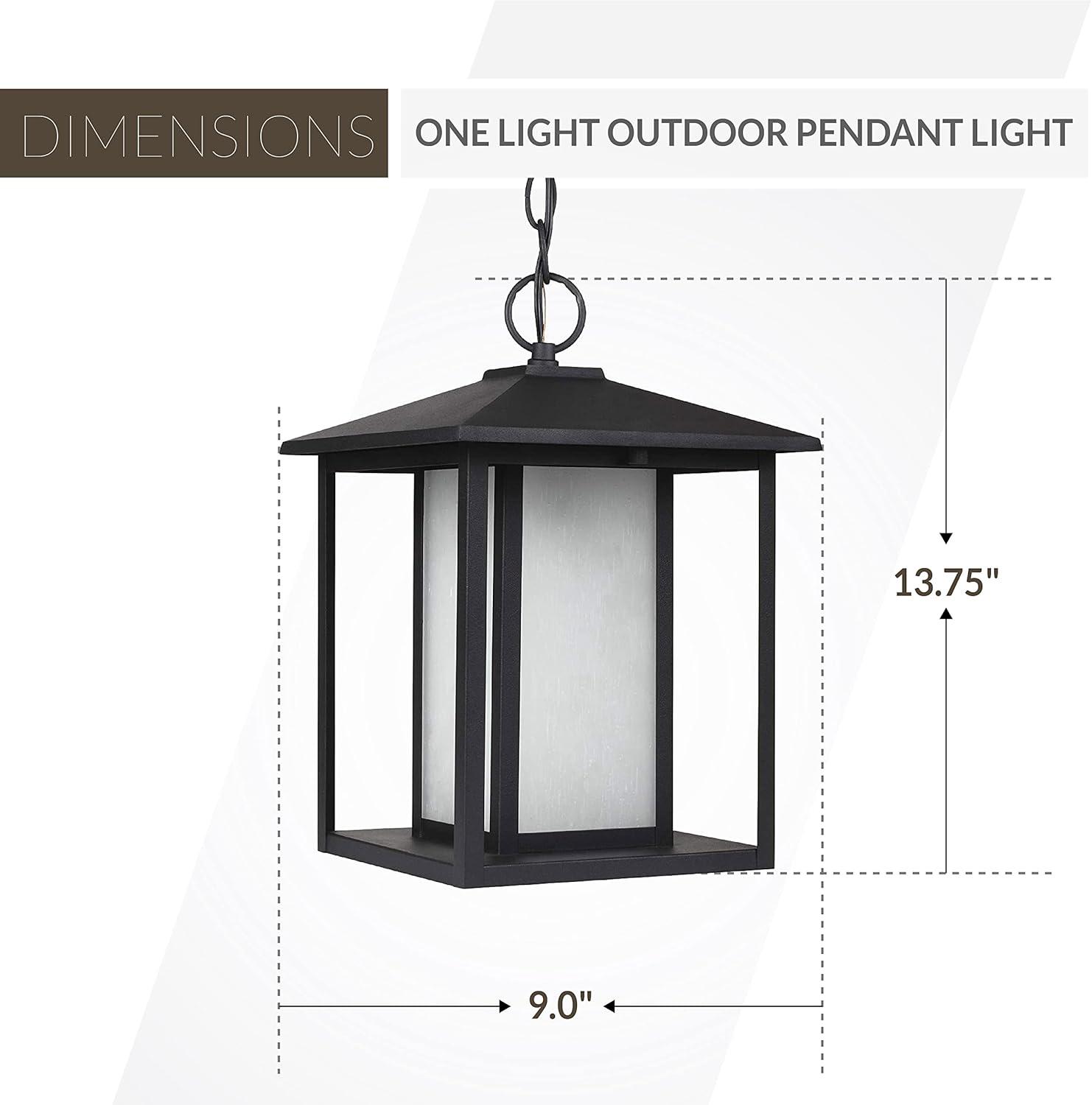 Hunnington Black LED Outdoor Pendant with Clear Seeded Glass