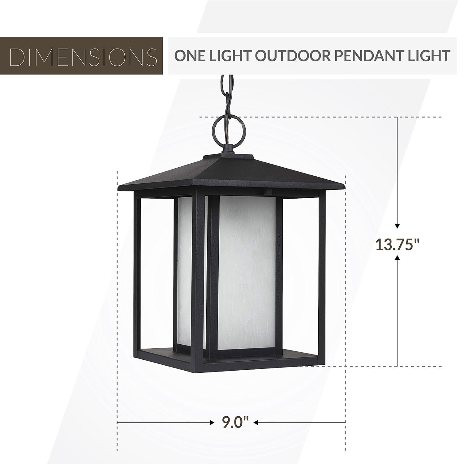 Hunnington Black LED Outdoor Pendant with Clear Seeded Glass