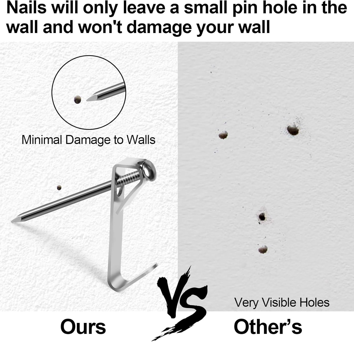 Shinysix Hanging Hook,20lb/30lb/50lb Heavy Duty Heavy Duty Picture Kit 20lb/30lb/50lb Heavy Mirror Decoration Silver Canvas Mirror Decoration Duty Picture Nails 184PCS Picture Kit Frame Canvas Mirror