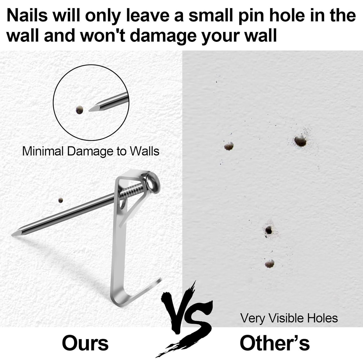 Shinysix Hanging Hook,20lb/30lb/50lb Heavy Duty Heavy Duty Picture Kit 20lb/30lb/50lb Heavy Mirror Decoration Silver Canvas Mirror Decoration Duty Picture Nails 184PCS Picture Kit Frame Canvas Mirror