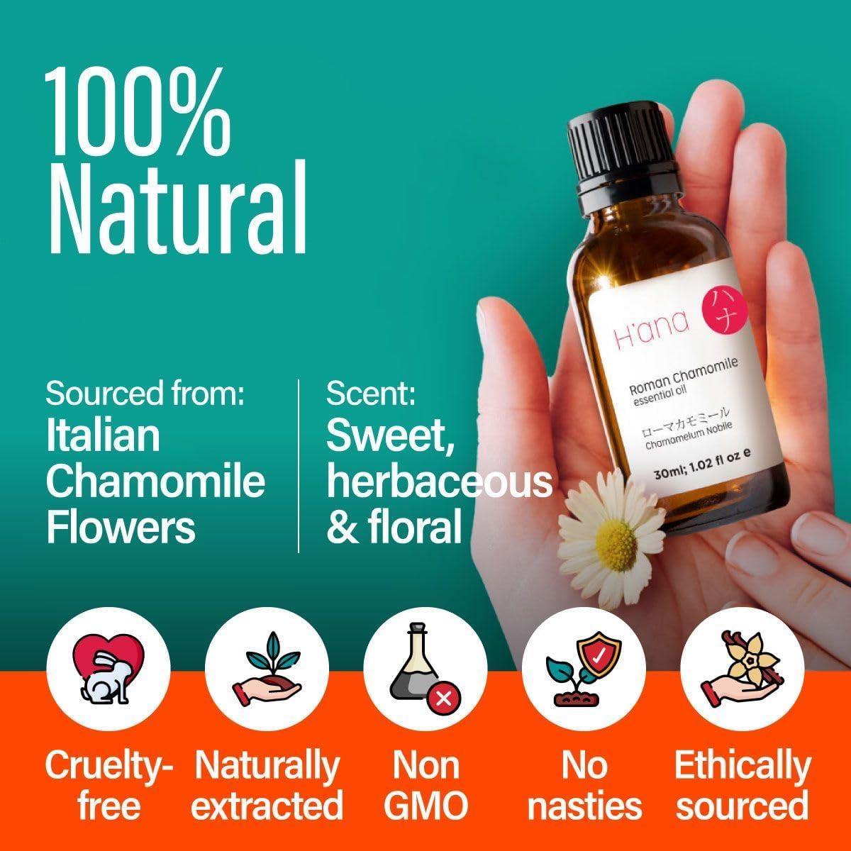 Gya Labs Roman Chamomile Essential Oil for Diffuser, Face & Skin, Roman Chamomile Oils for Aromatherapy - 0.34 fl oz