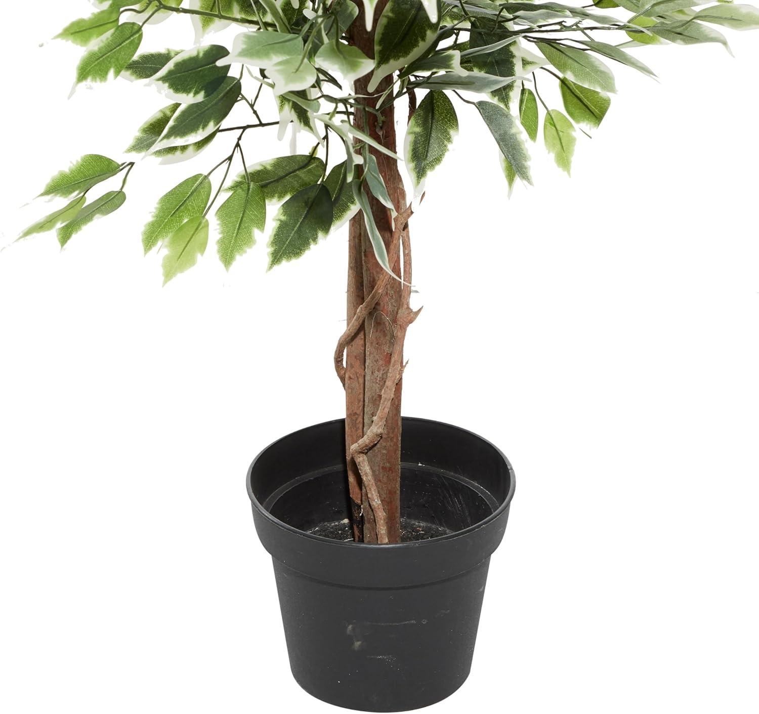 DecMode 73" Artificial Ficus Tree in Realistic Leaves and Black Plastic Pot