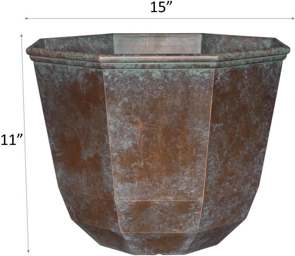 15" Weathered Copper Resin Outdoor Patio Planter