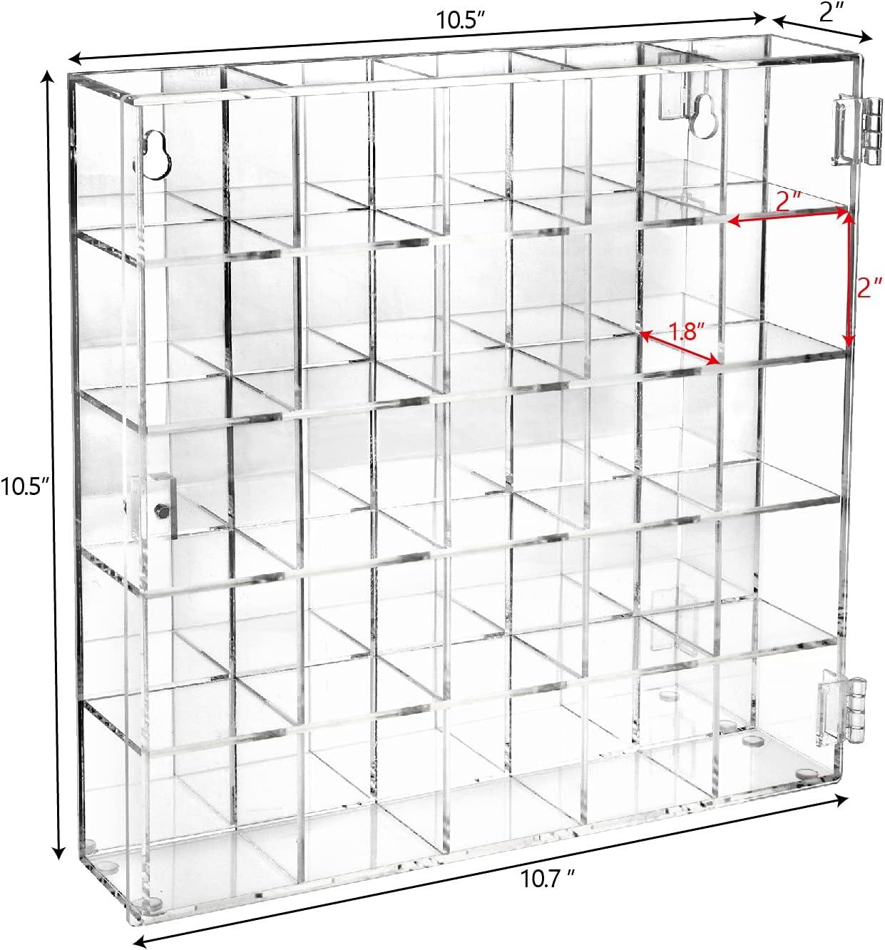 Ikee Design Mountable 25 Compartments Display Case w/ Mirrored Back