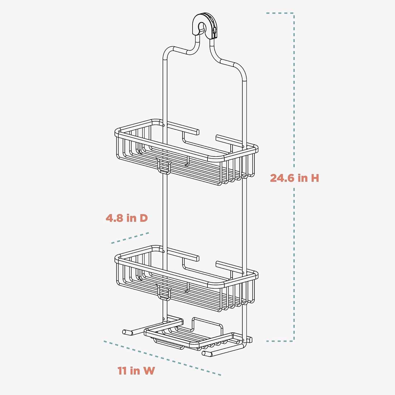 Large Satin Nickel Over-the-Shower Caddy with 2 Shelves