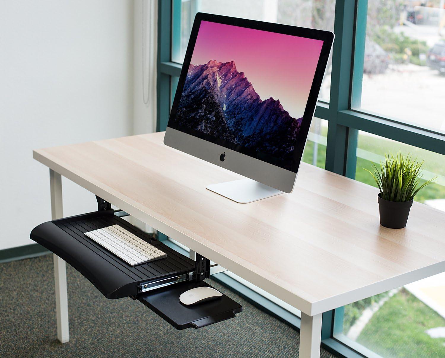 Mount-It! Keyboard Drawer Under Desk with Mouse Platform, Easy-Glide Sliding Under-Counter Computer Keyboard Tray 21 inch Wide