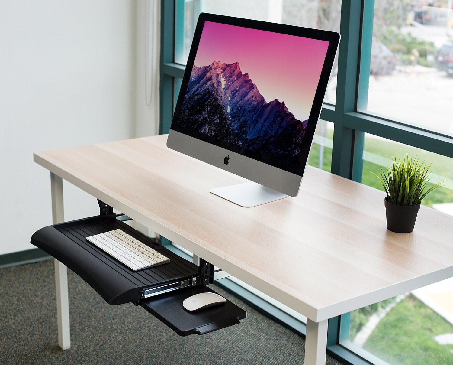 Adjustable Under Desk Keyboard Tray with Mouse Platform