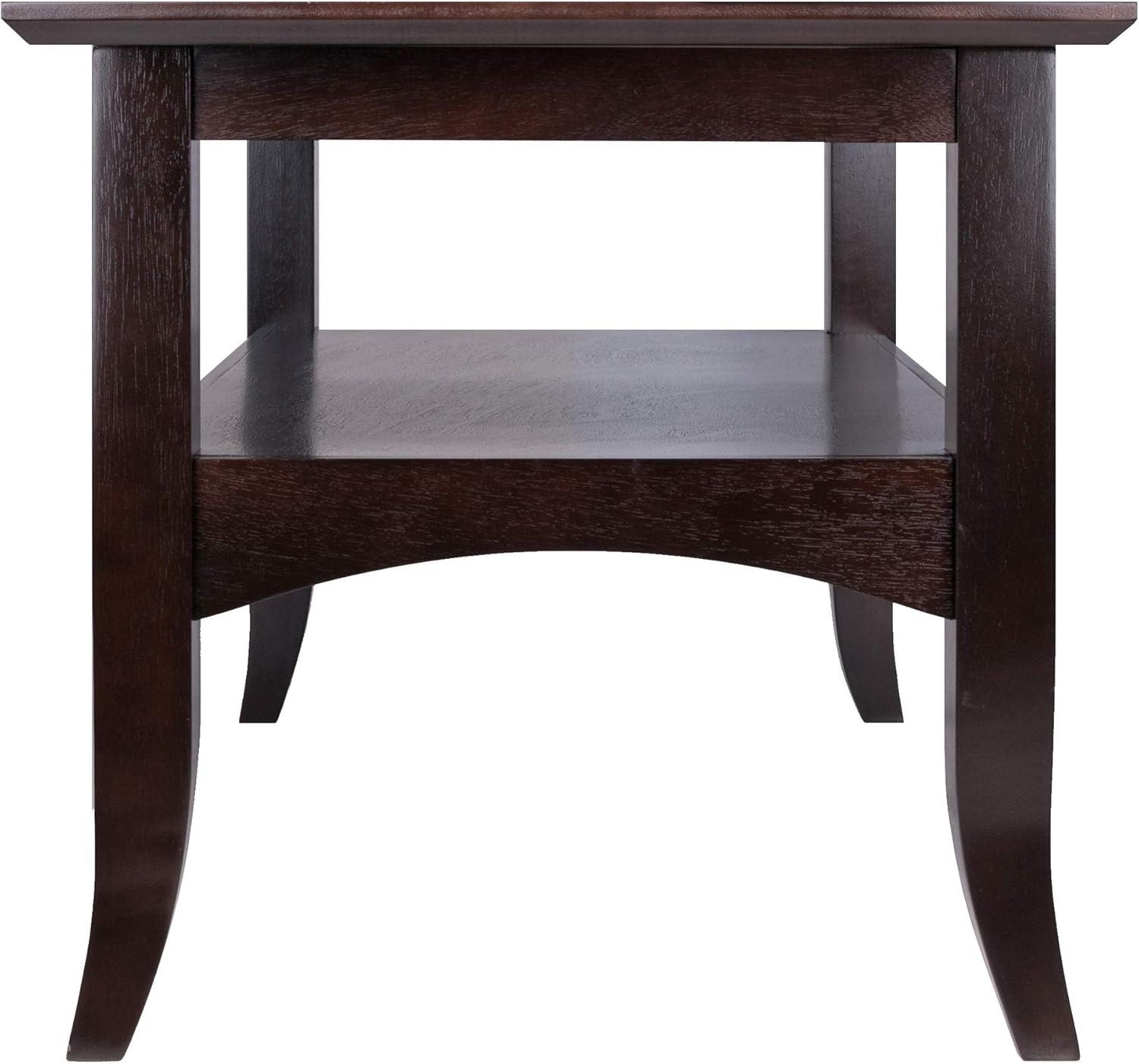 Camden Coffee Table Coffee - Winsome: Solid Wood, Flared Legs, Storage Shelf