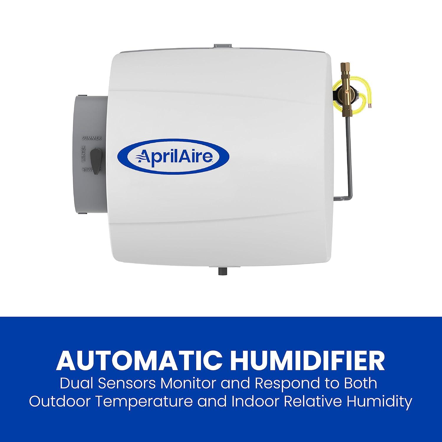 AprilAire 500 Whole-House Humidifier, Automatic Compact Furnace Humidifier, Large Capacity Whole-House Humidifier for Homes up to 3,600 Sq. Ft., White