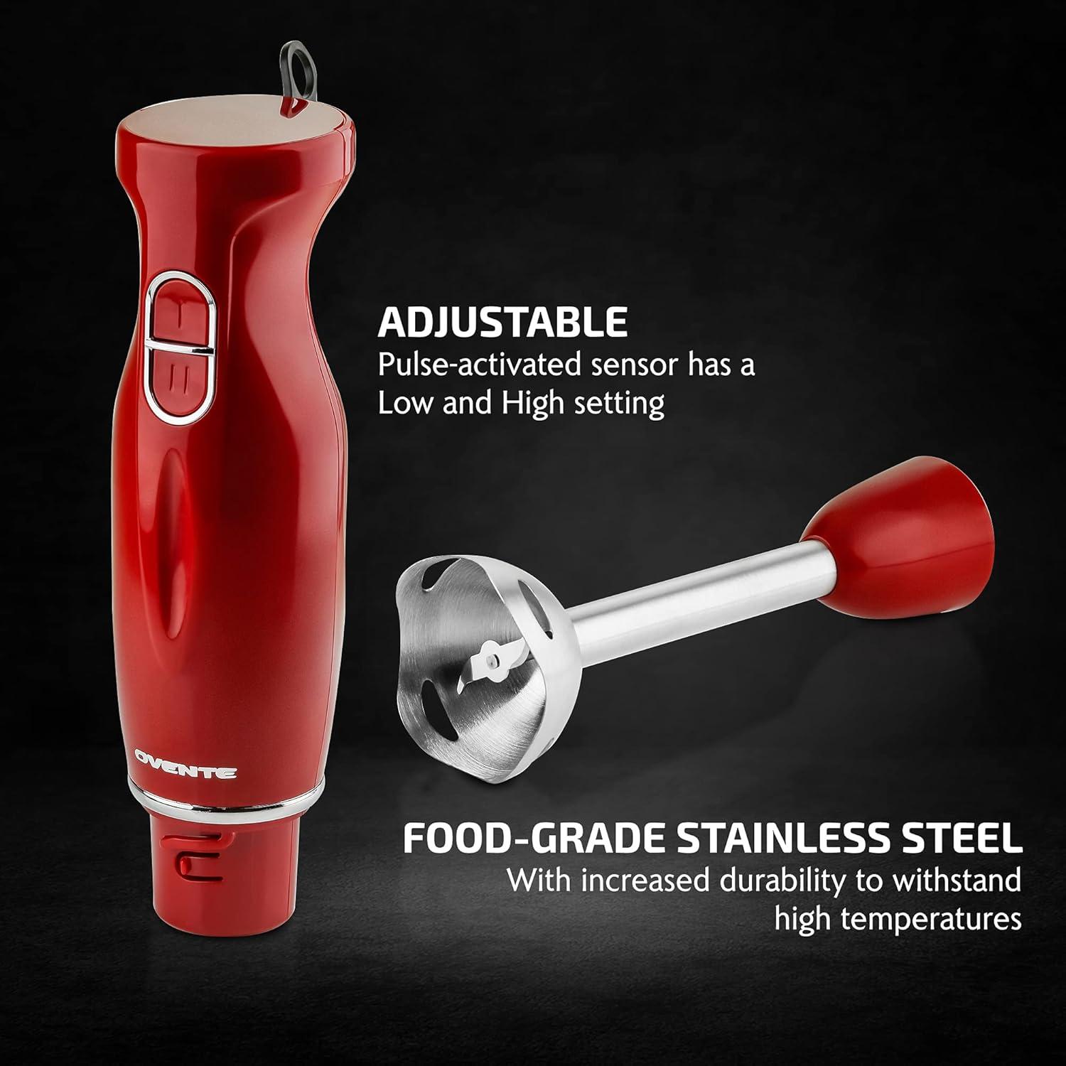 Ovente OVENTE Electric Immersion Hand Blender 300 Watt 2 Mixing Speed