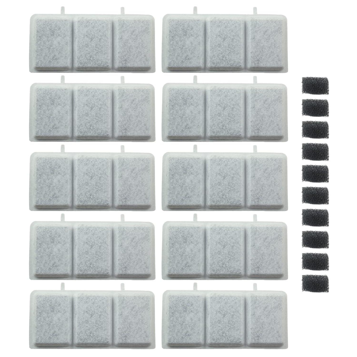 PET STANDARD Replacement Water Filter & 10 Pack Replacement Pre-Filter Sponges Compatible With Petory® 74oz/2.2L Automatic Pet Fountain, Pack of 10