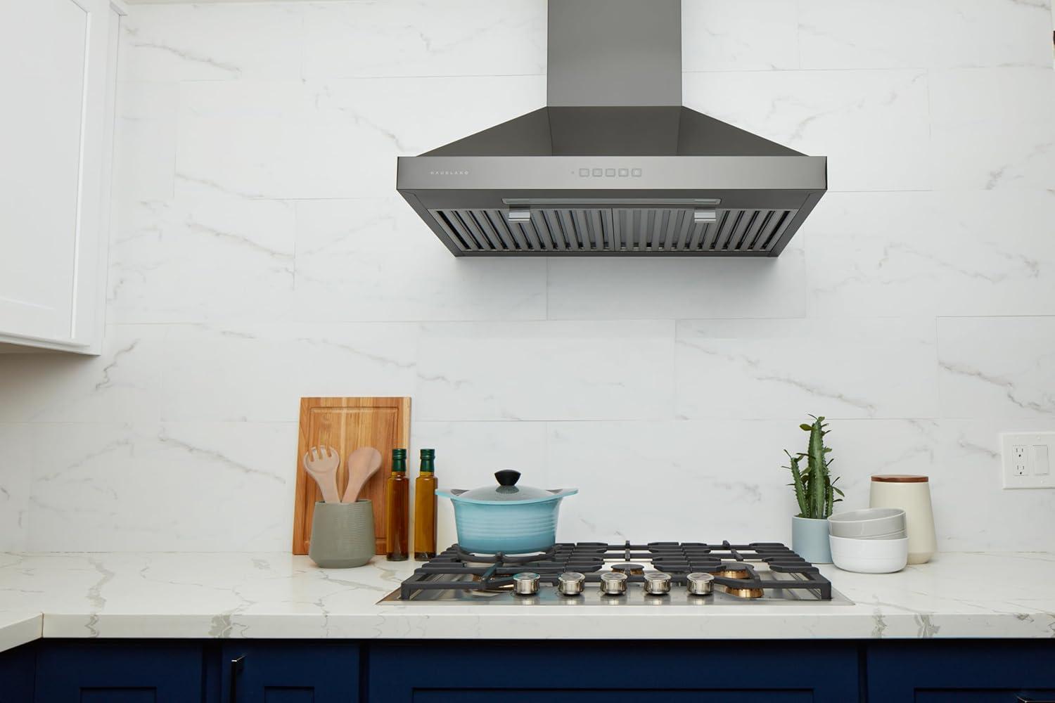 Hauslane 30" Stainless Steel Convertible Wall Range Hood with Baffle Filter