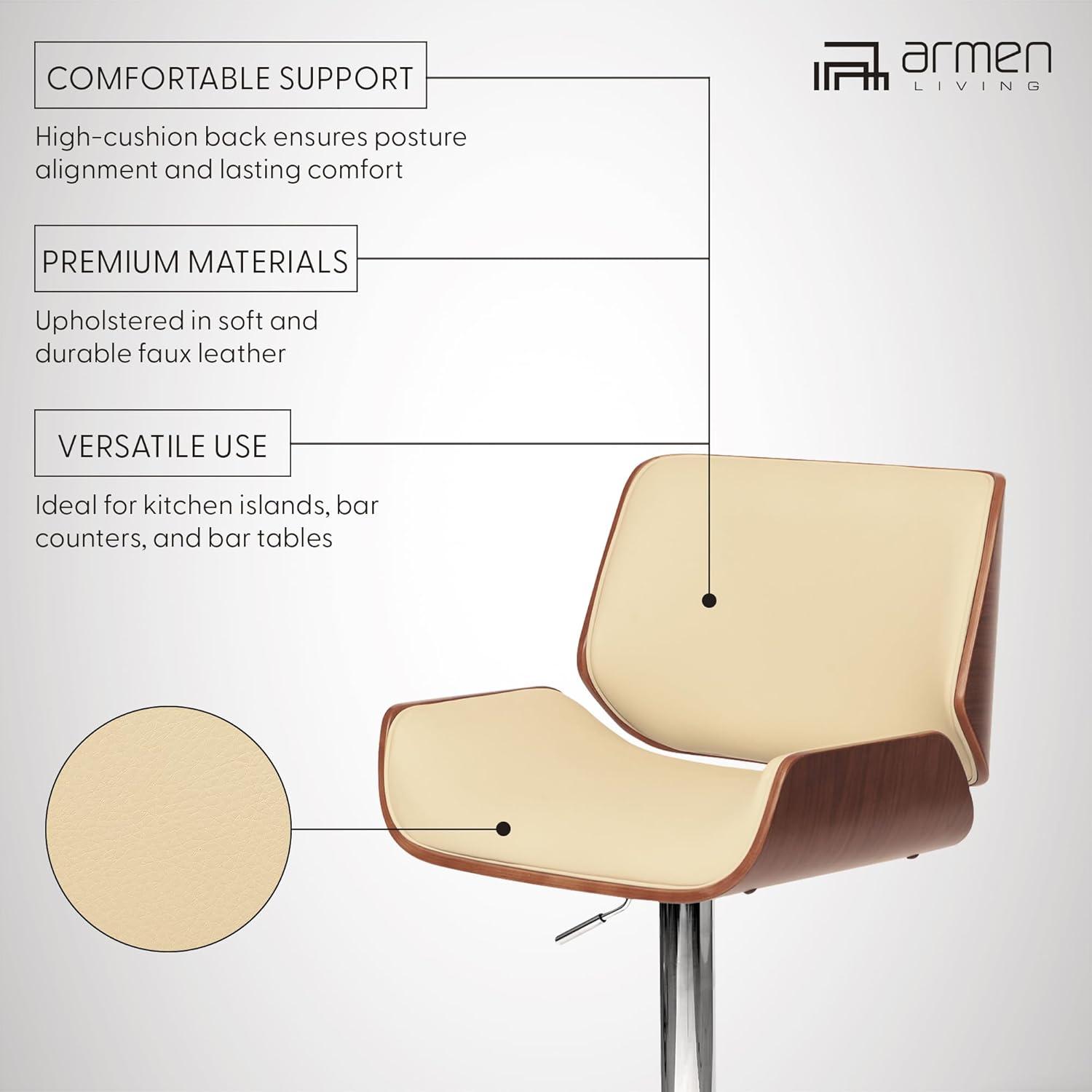 London Swivel Barstool Cream/Walnut - Armen Living