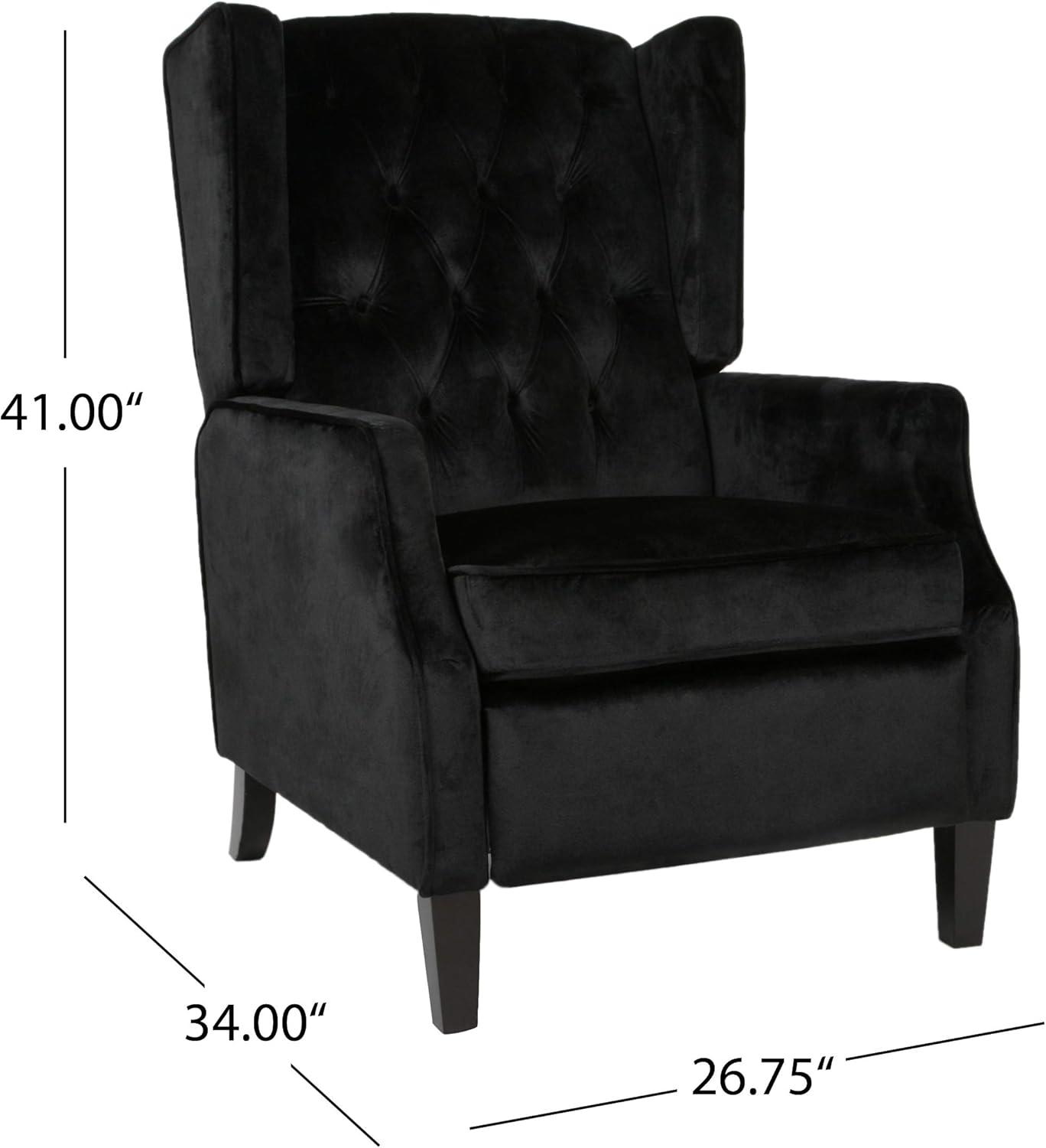 Christopher Knight Home Keating Contemporary Fabric Tufted Wingback Pushback Recliner, Black