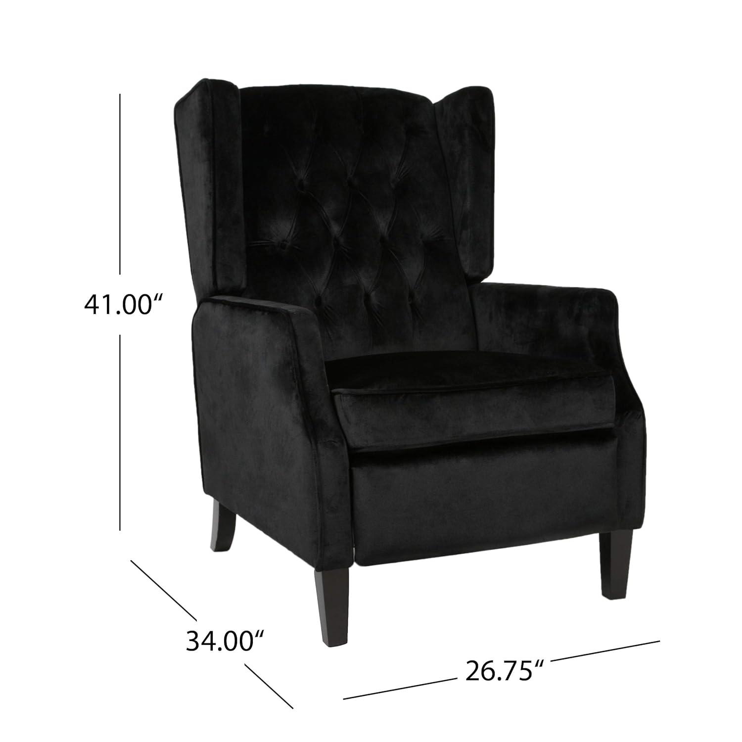 Christopher Knight Home Keating Contemporary Fabric Tufted Wingback Pushback Recliner, Black