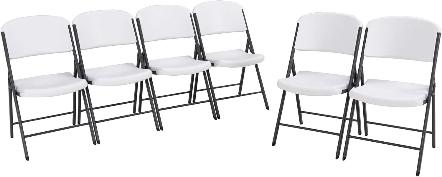 Lifetime Commercial Grade Folding Chairs, 6 Pack, Adult Sized, White Granite (80747)