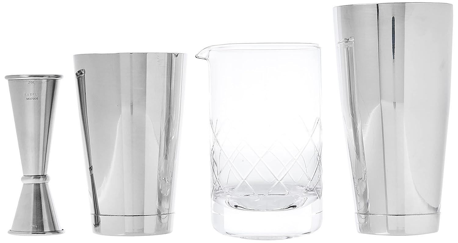 Barfly 6 Piece Essential Deluxe Mixing Cocktail Kit, Stainless Steel