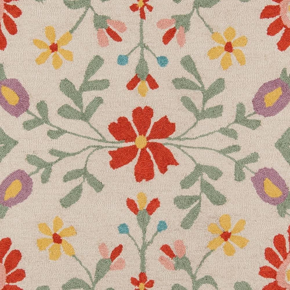 2'x3' Newport Accent Rug Ivory - Momeni: Wool, Floral Bohemian, Low Pile, Handmade, Indoor, Vacuum Rug