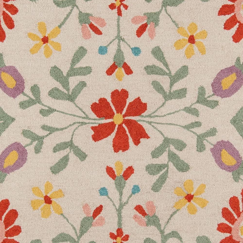 2'x3' Newport Accent Rug Ivory - Momeni: Wool, Floral Bohemian, Low Pile, Handmade, Indoor, Vacuum Rug
